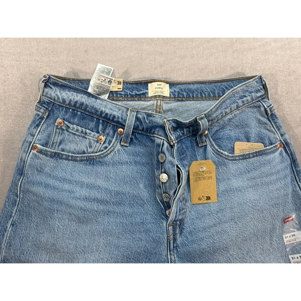 NWT Levi's 501 Curve Men Denim Jeans Button Fly‎ Size 31/30 Stretch Faded